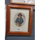 Watercolour: study of a young boy in hat