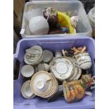 2 boxes containing a quantity of New Chelsea and Chinese pheasant and floral patterned crockery plus