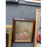 Tapestry of mother and child in scumble painted frame