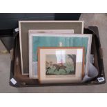 Quantity of paintings and prints to inc. courier on horseback, still life with candle and jug,