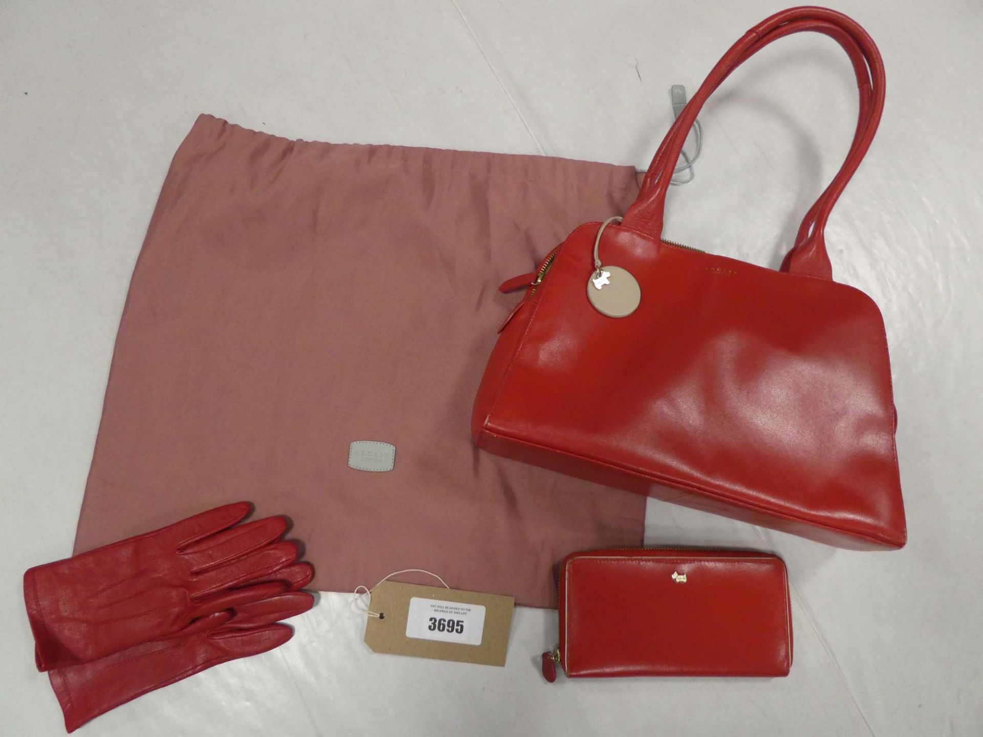 Radley London large purse, gloves and handbag in red with dust bag