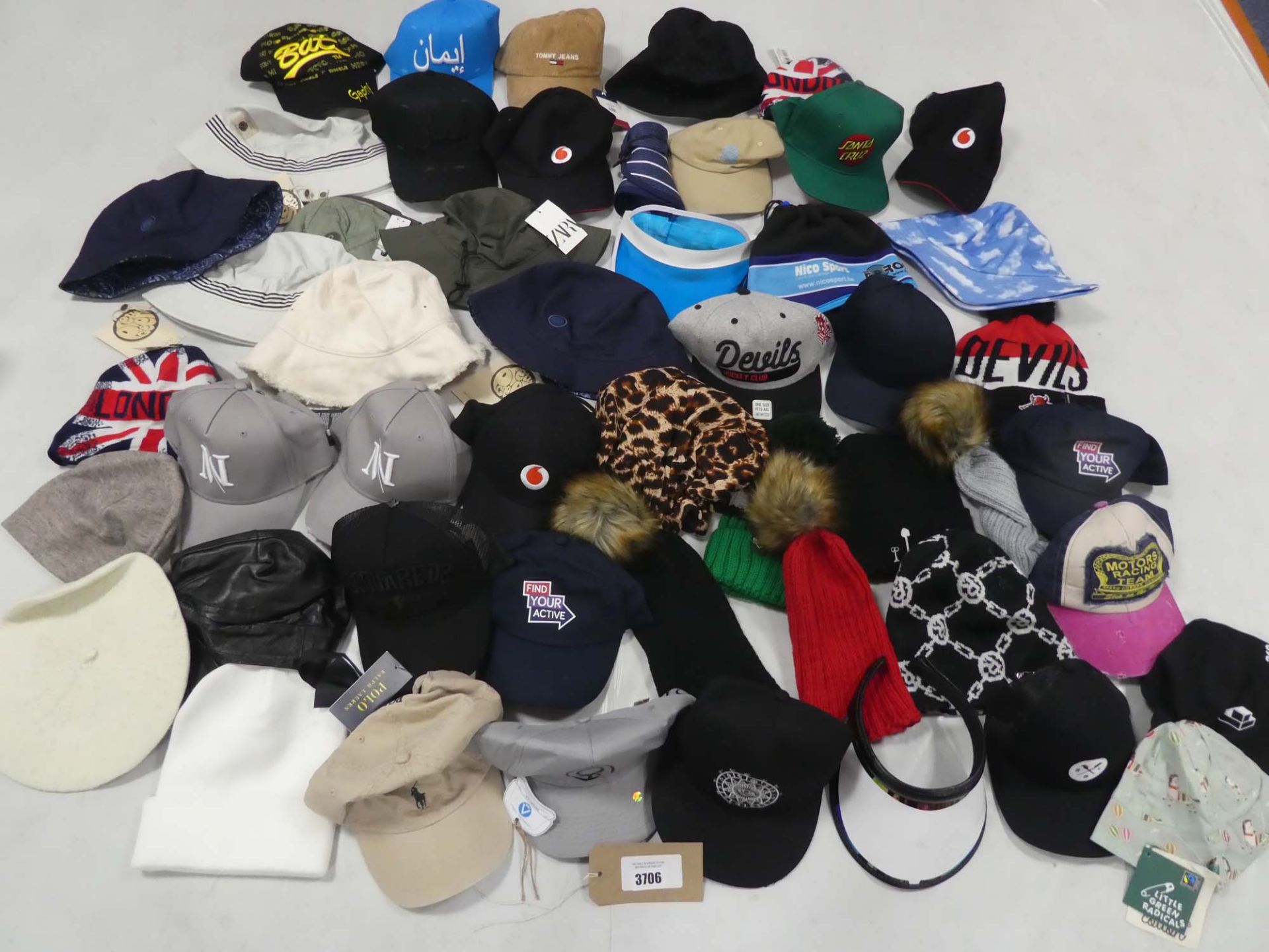 Large selection of hats in various styles