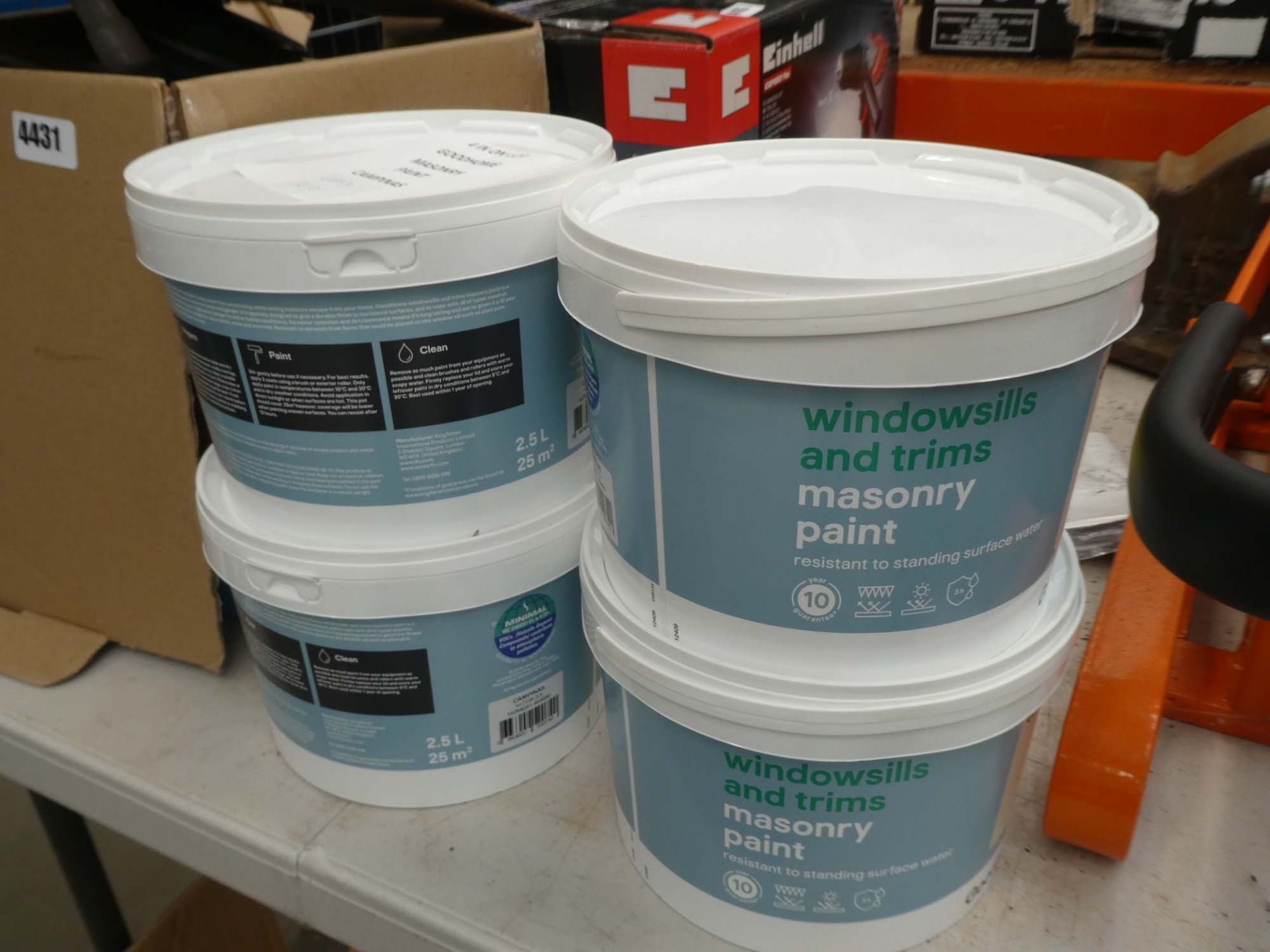 4 tins of masonry paint