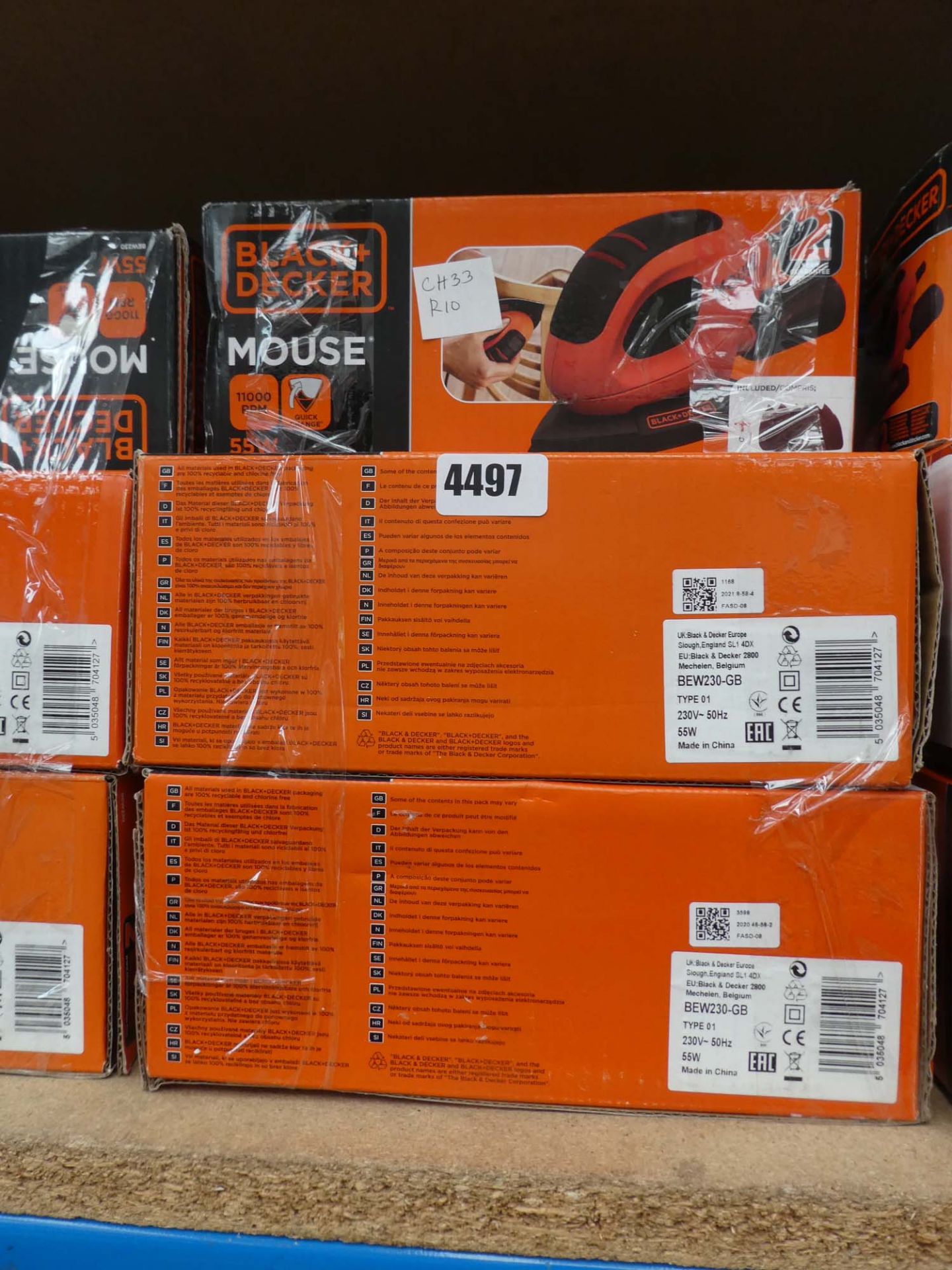 5 boxed Black + Decker mouse sanders