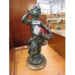 5011 Bronze figure of cherub with basket Height: 14.5''