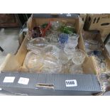 3 boxes containing wine and sherry glasses, tumblers and vases