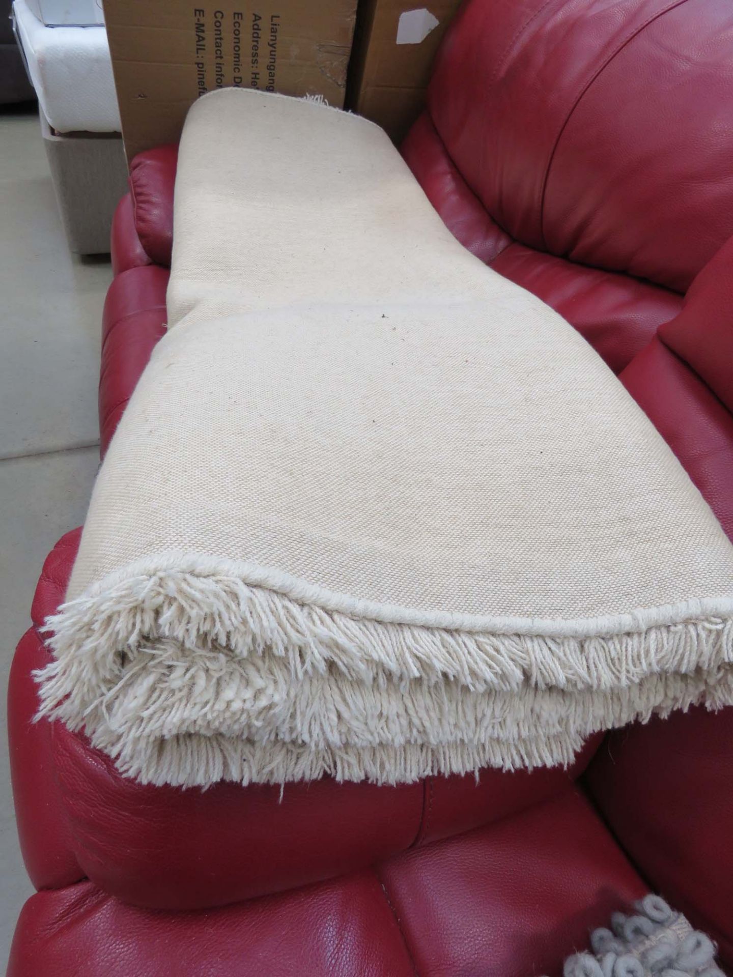 Indian woolen shag pile ivory coloured mat