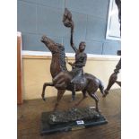 Bronze figure of North American Indian on horseback after Frederic Remington