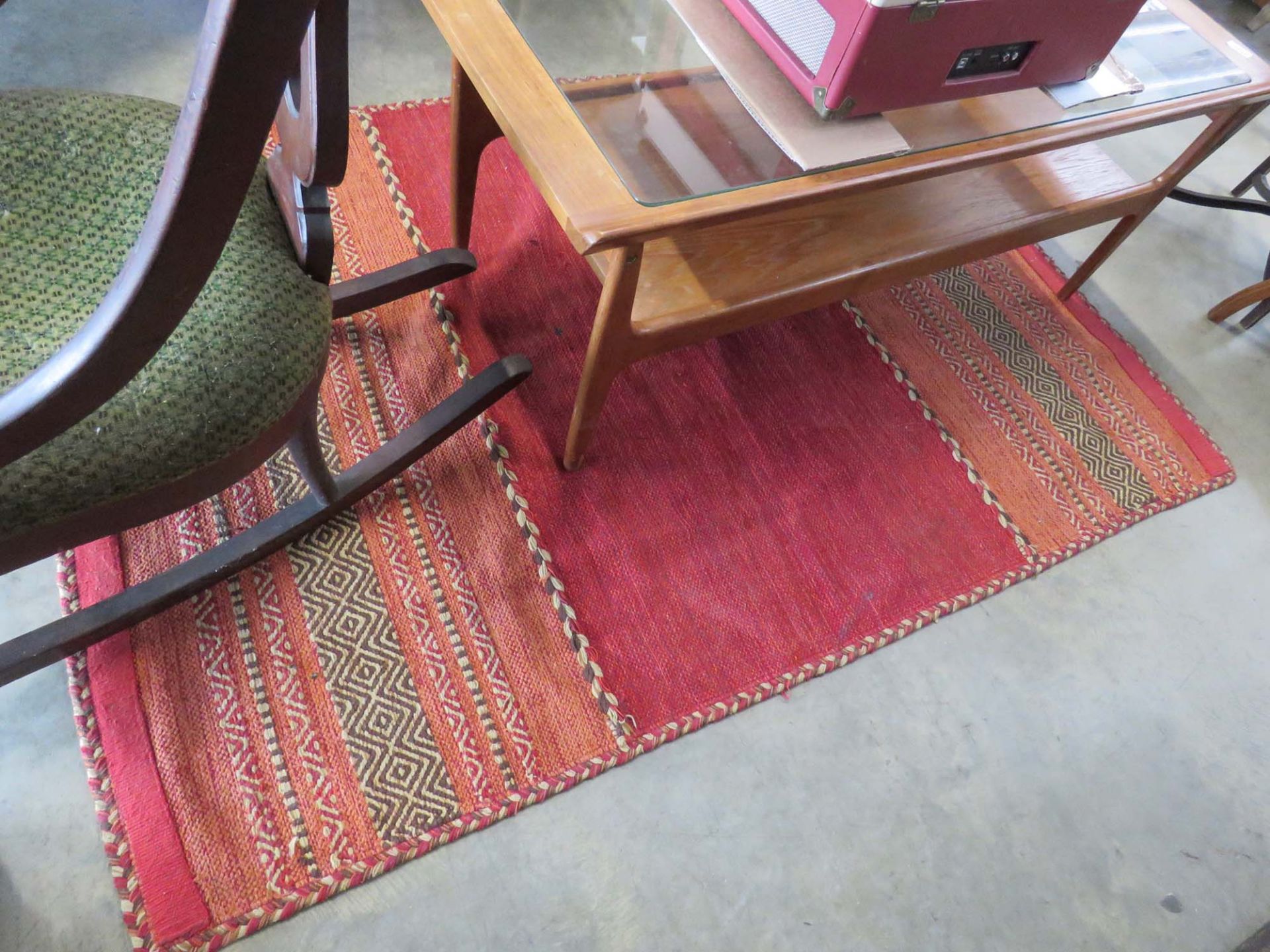 Red and orange woolen kilim