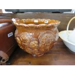 Brown glazed Faience plant pot
