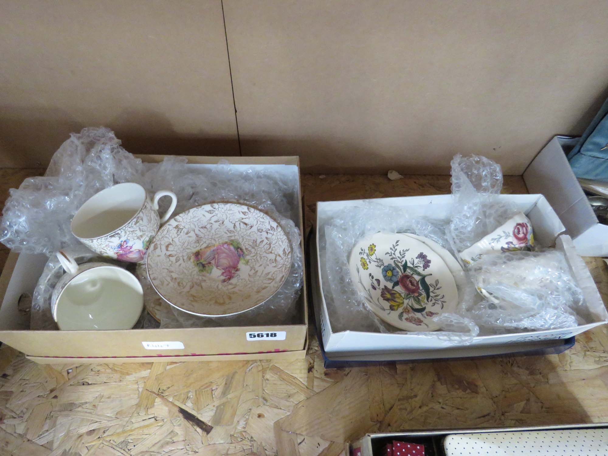 2 boxes containing Spode and Victoria cups and saucers