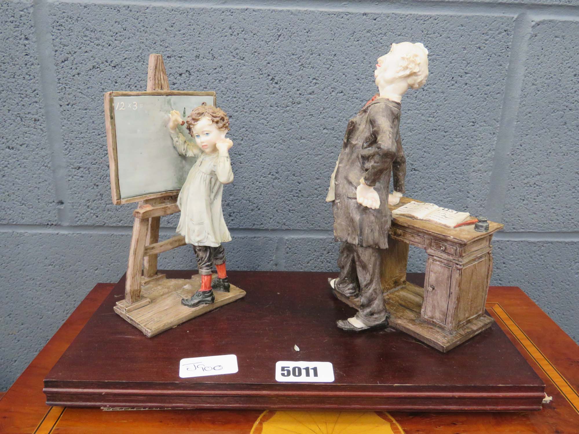 Plaster figure, child and school teacher