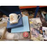 Box containing Royal Worcester, Wedgwood and other commemorative ware