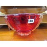 Red glass bowl