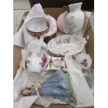 Box containing Aynsley, Royal Grafton, Regal and other crockery plus export Chinese ceramics
