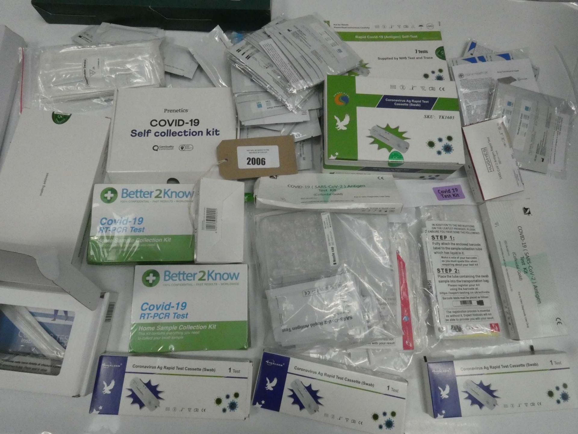 Bag containing selection of Covid-19 PCR and Rapid tests
