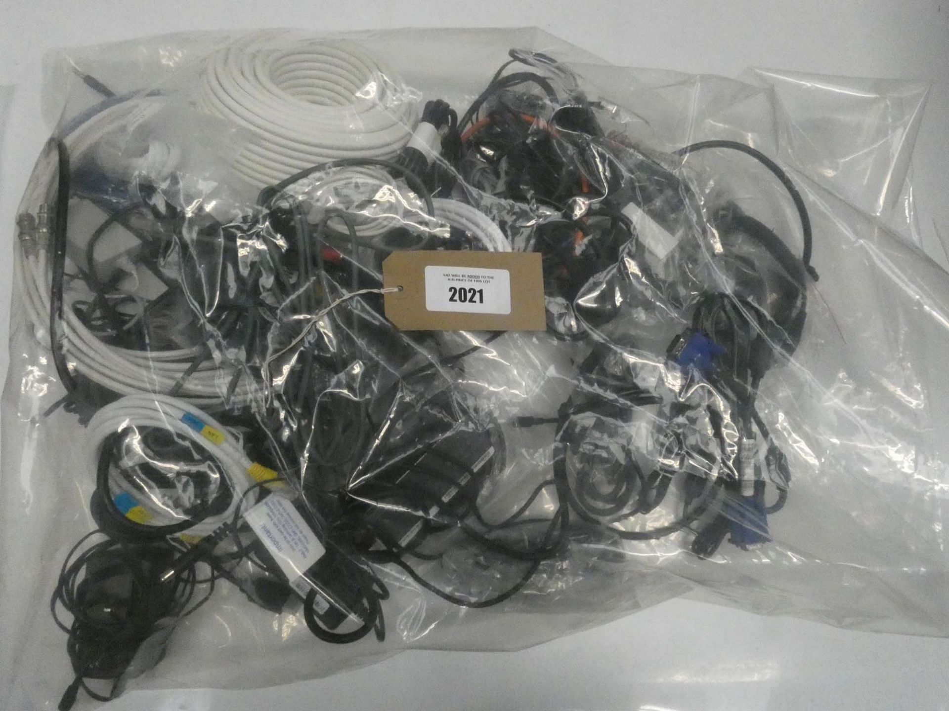 Bag containing quantity of cables, leads and PSUs