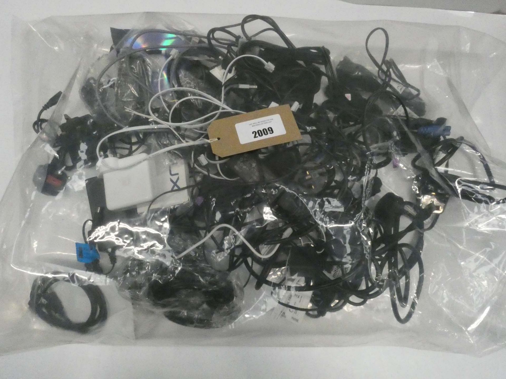 Bag containing quantity of leads, cables and PSUs