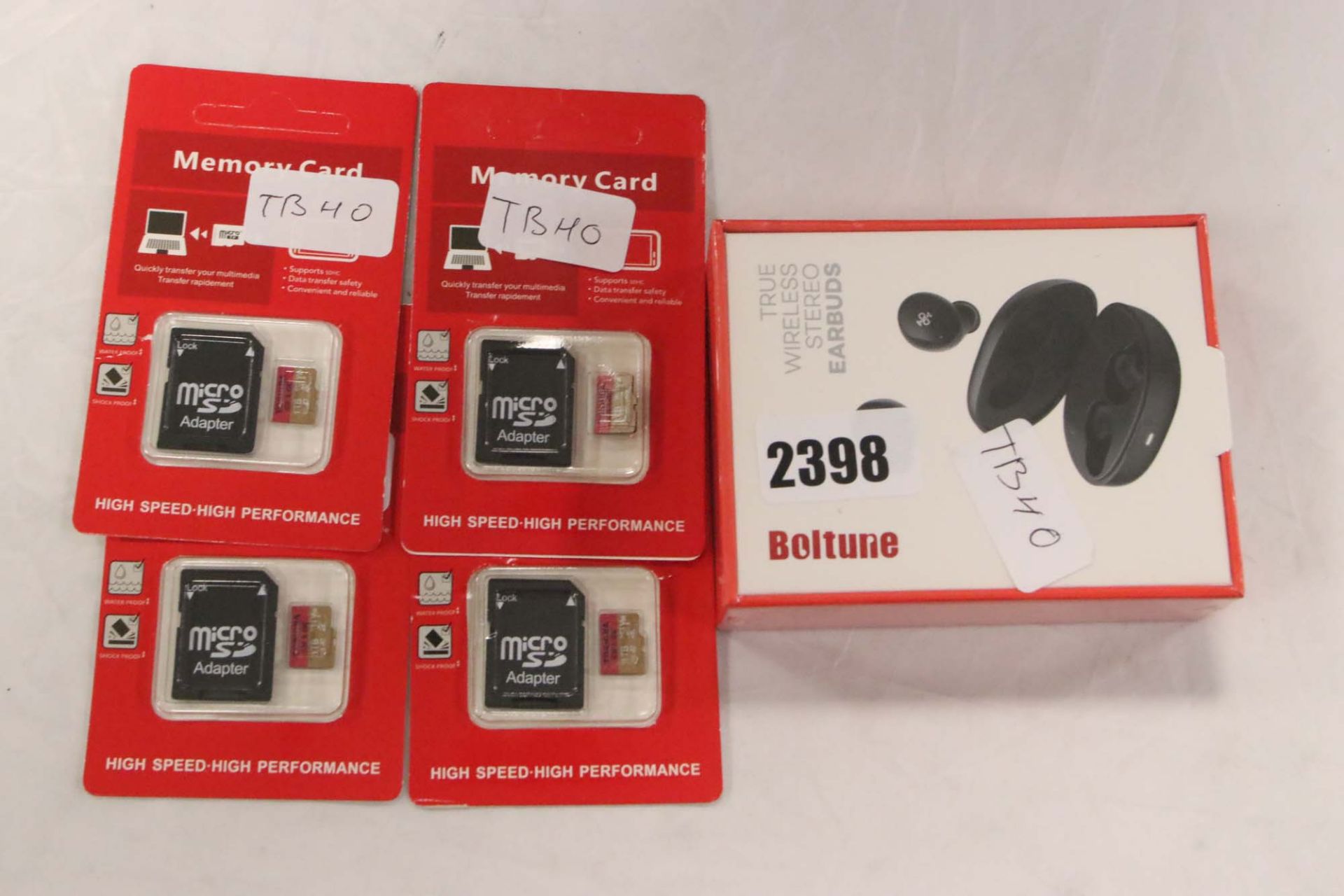 Boltune wireless earbuds with selection of 1TB micro SD memory cards
