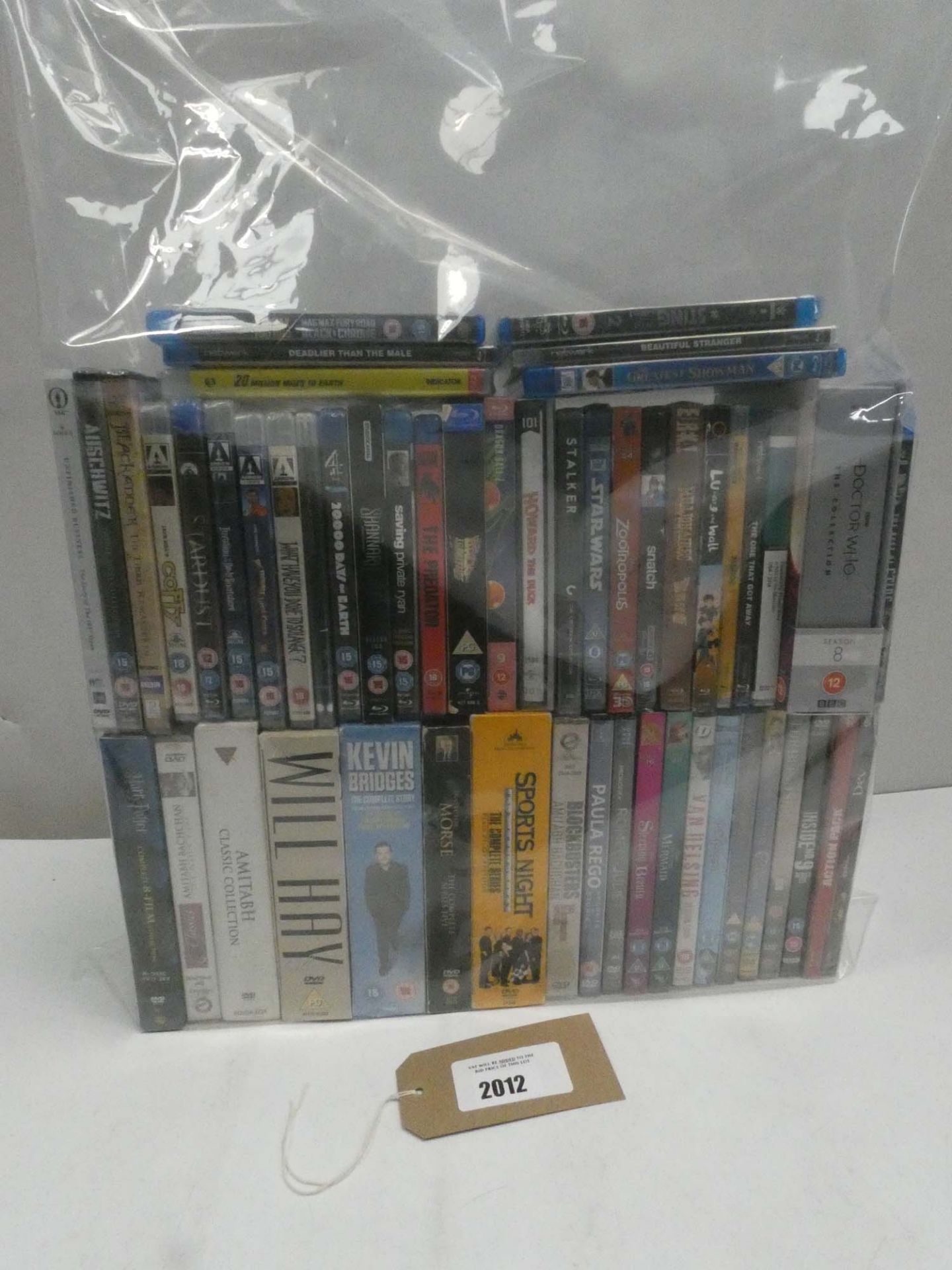 Bag containing DVD and Blu-Ray films/boxsets