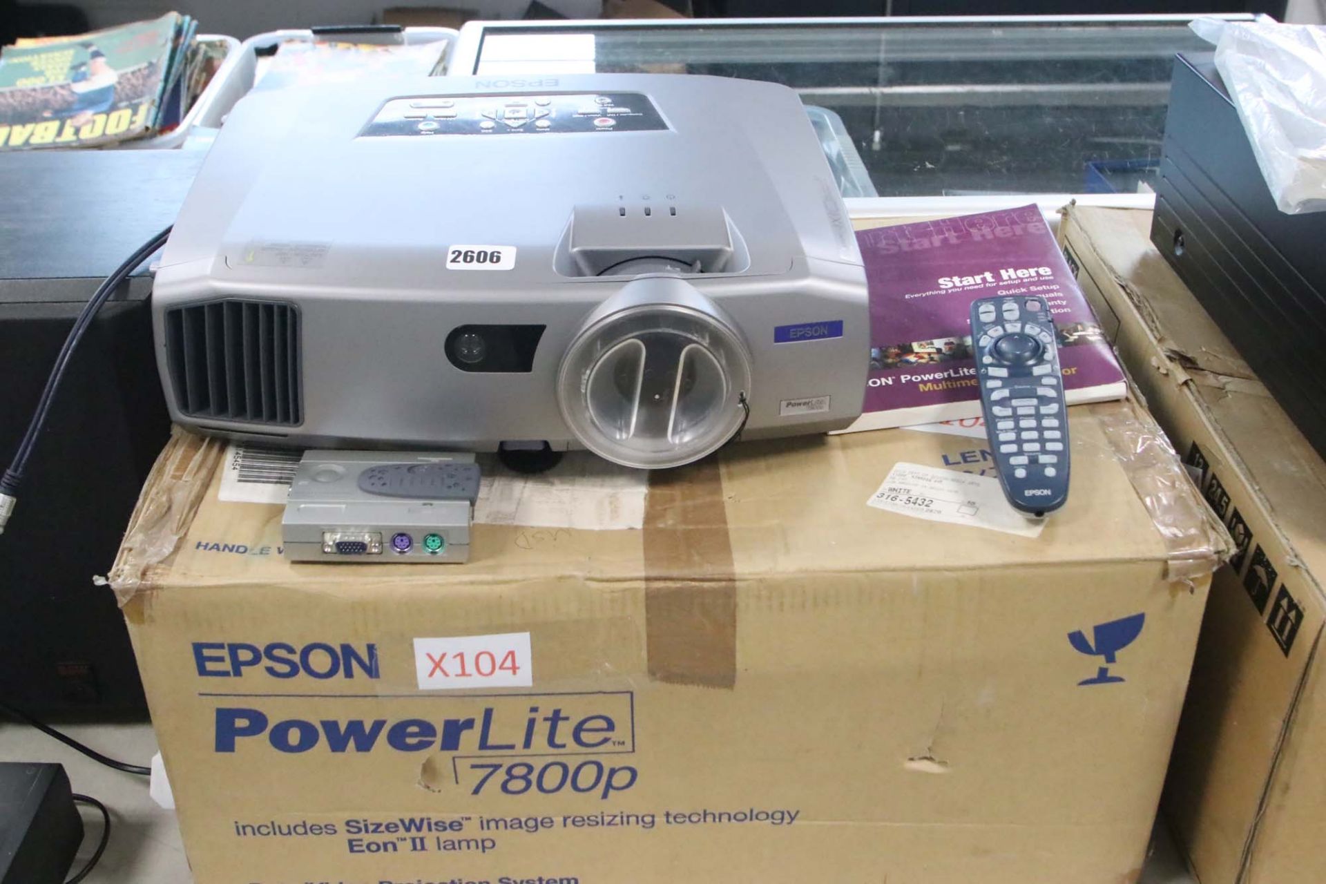 Epsom Power Lite 7800P projector with box and remote
