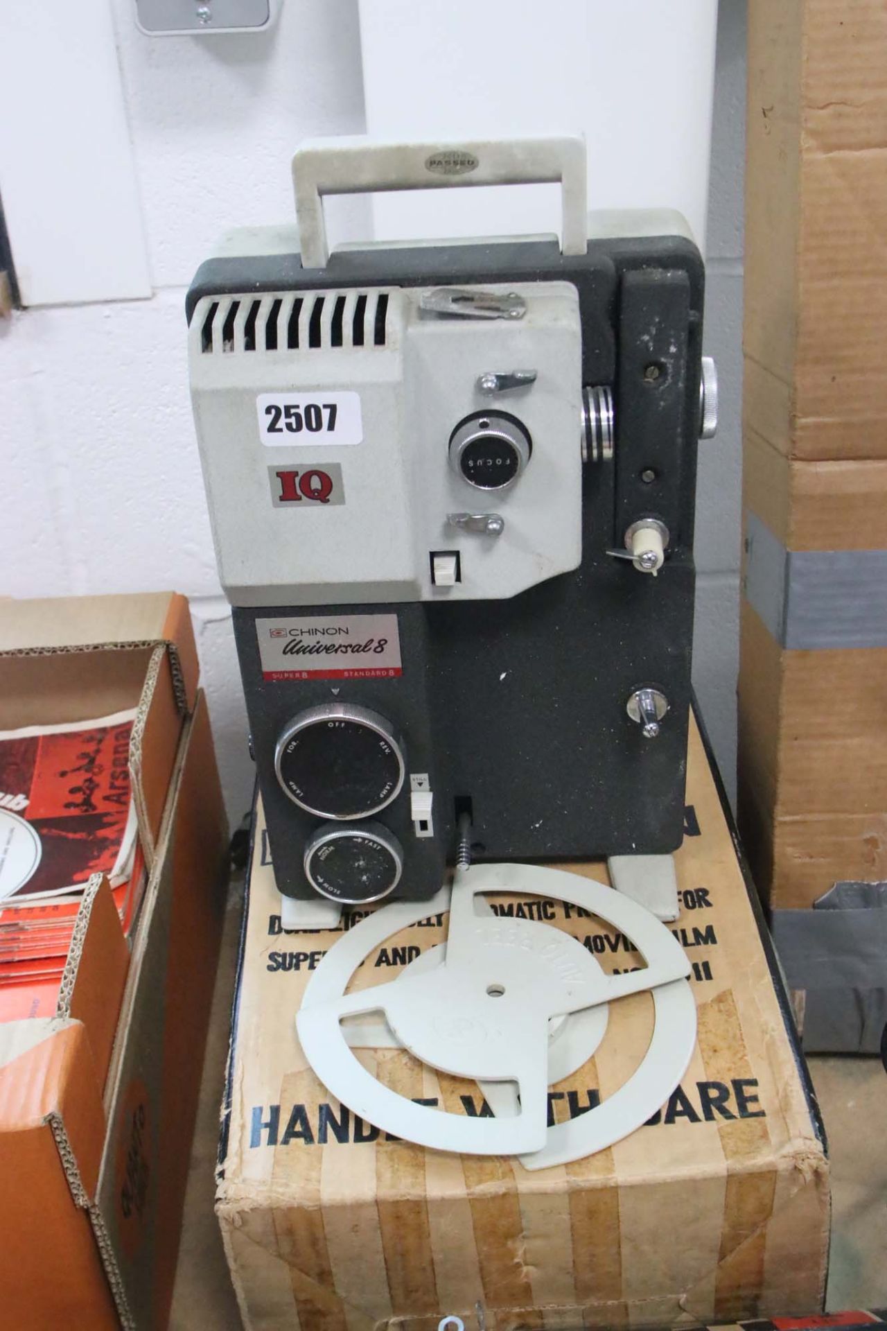 Chinon Universal 8 Super 8 and standard 8 cinereel projector with screen