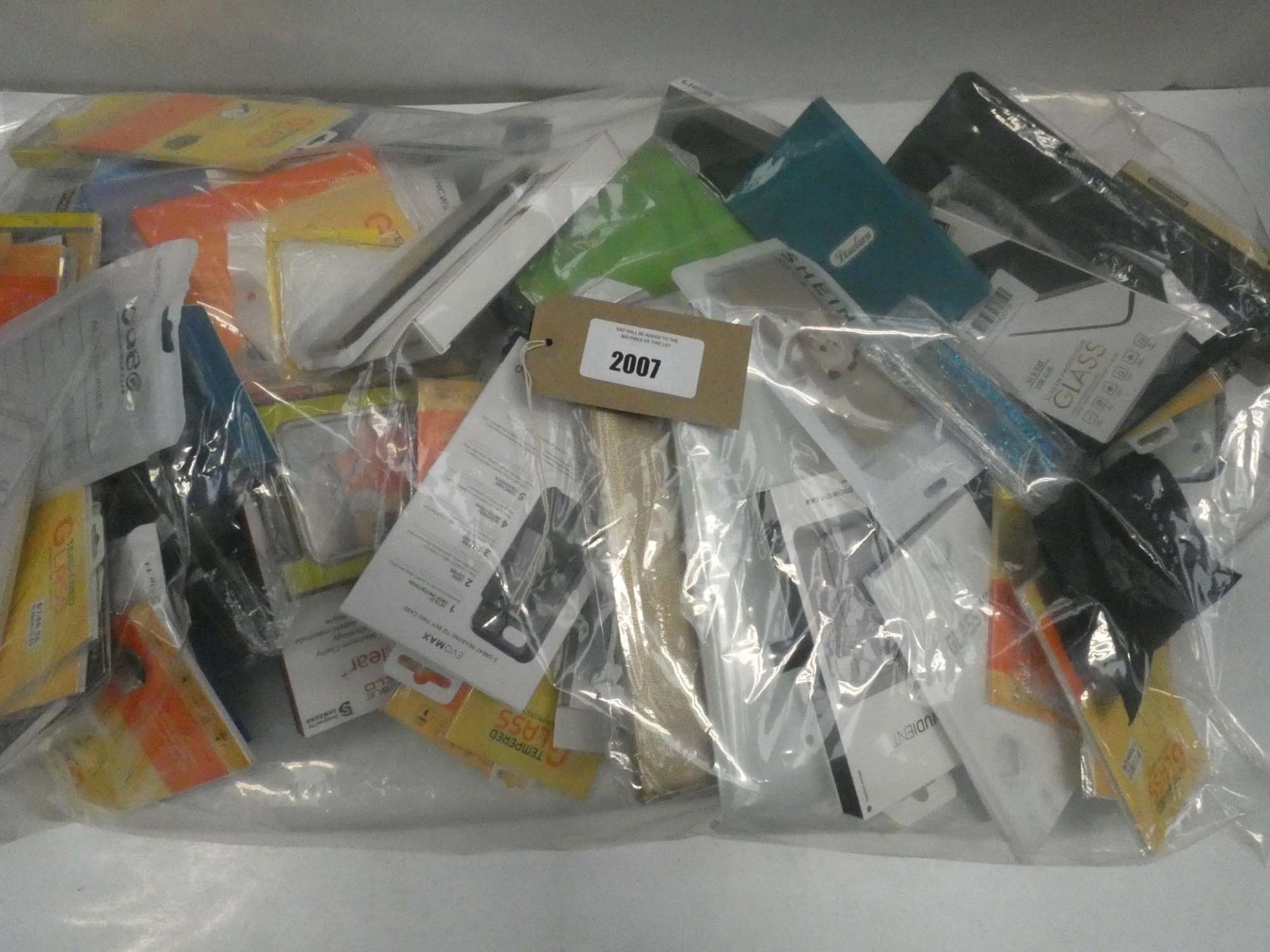 Bag containing quantity of mobile phone cases and covers