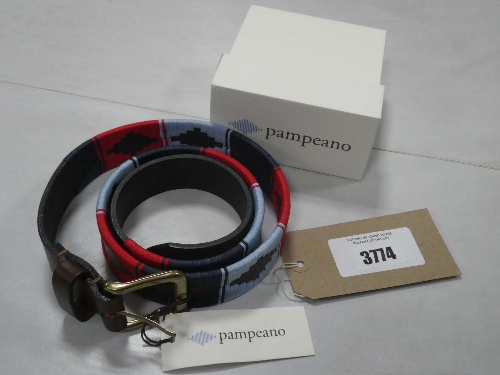 Pampeano genuine leather belt in red / blue size 95 with box