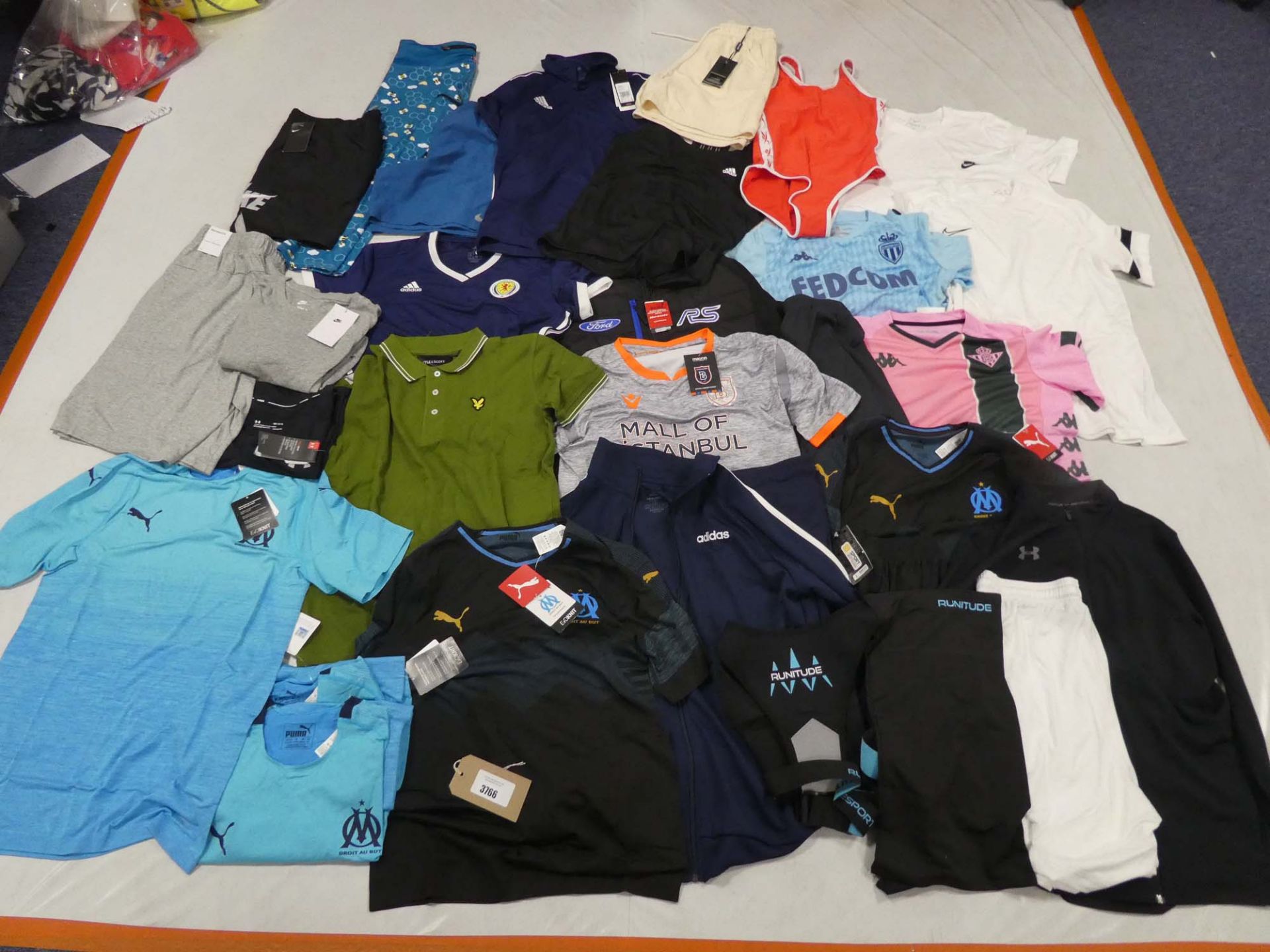 Selection of sportswear to include Adidas, Nike, Puma, etc