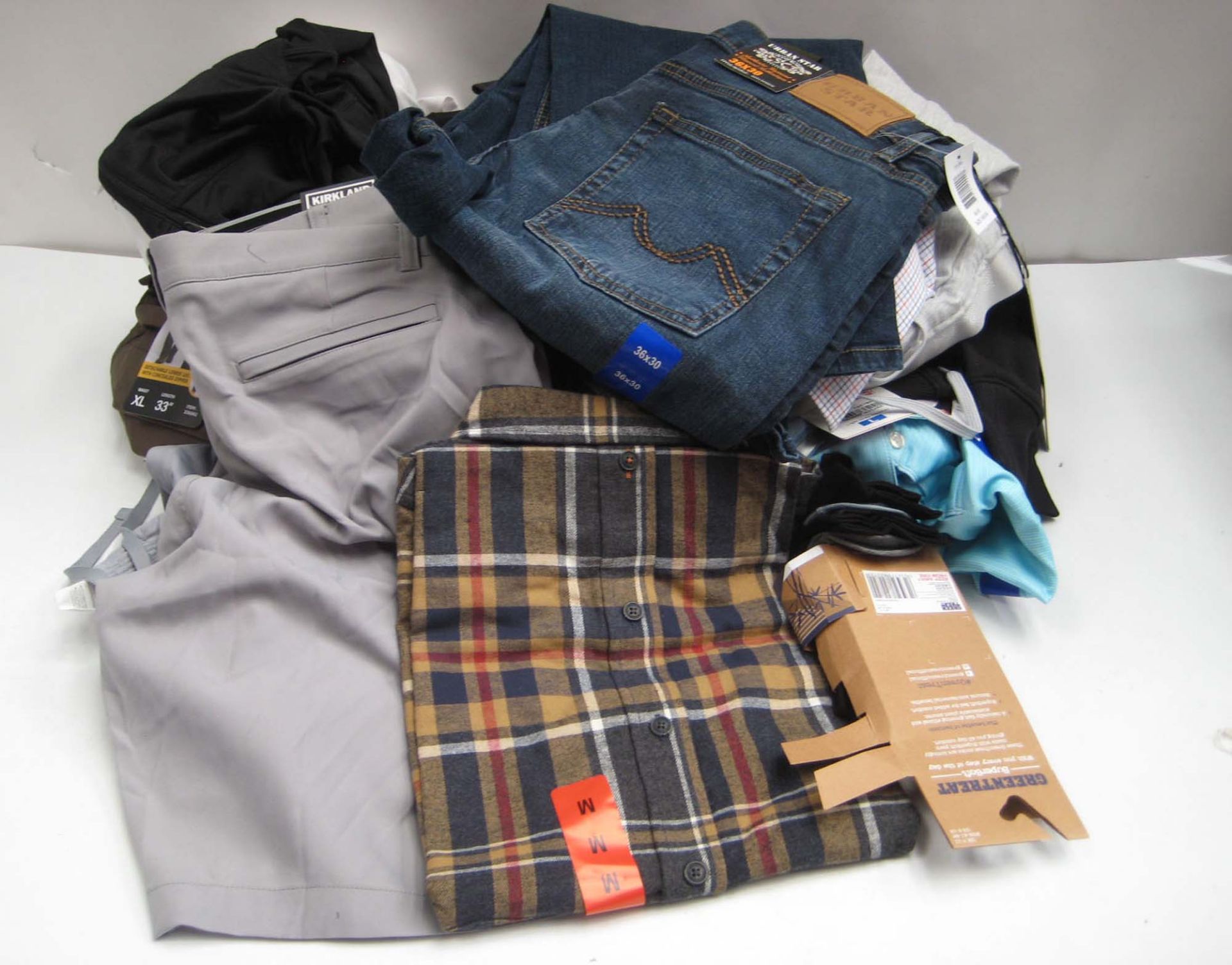 Bag of mens mixed clothing to include underwear, shirts, socks, etc