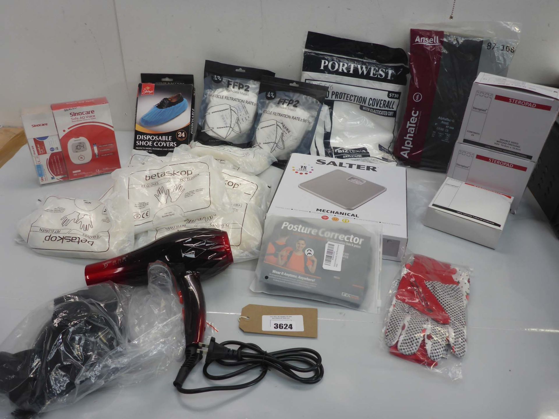 Salter scales, protective overalls, gloves, face masks & shoe covers, Sinocare blood glucose