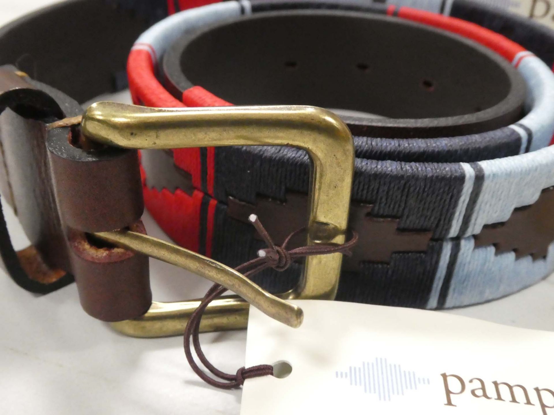 Pampeano genuine leather belt in red / blue size 95 with box - Image 2 of 2