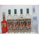 6 bottles, 1x Amor D'Ua Grappa Fine Bianca Italy 70cl 40%,