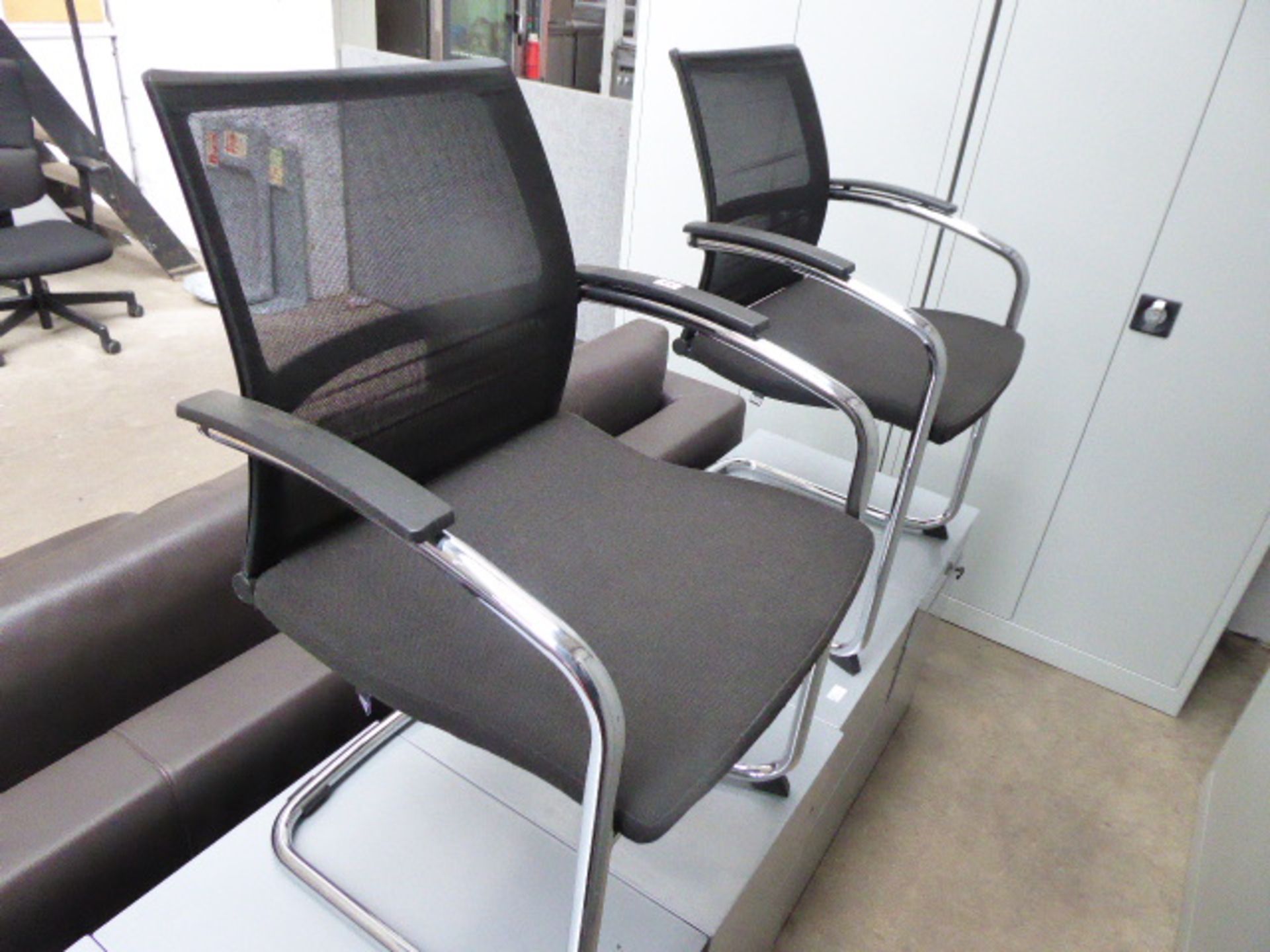 2 Sedus black cloth cantilever chairs