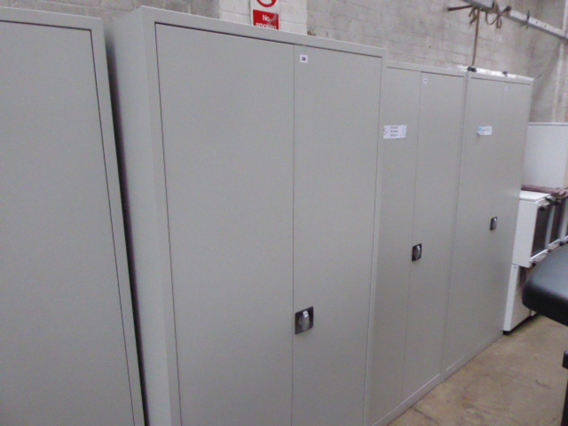 90cm grey metal 2-door stationery cabinet