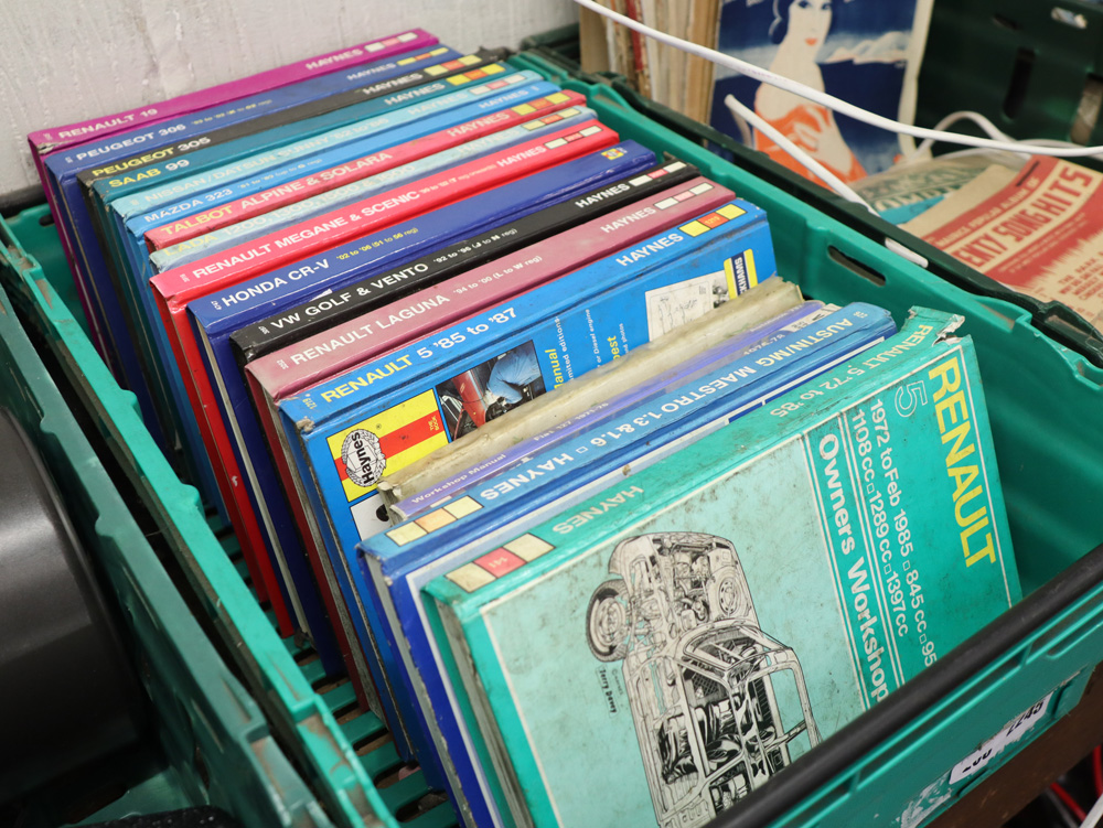 Crate of Haynes manuals