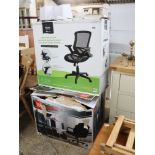 3 boxes containing office chair parts