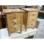 (49) Near pair of oak finish 3 drawer bedside cabinets