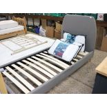 Grey upholstered single bed frame