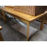 Large rectangular light oak finish extending dining table