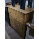 (17) Light oak finish chest of 3 drawers