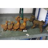 Wrought iron decorative Westie dog with wrought iron duck door stop