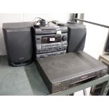 (55) Aiwa hifi unit with speakers and Panasonic VHS player