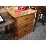 Modern pine bedside chest of 3 drawers