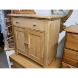 2002 - (14) Modern oak finish two door larder cabinet with single drawer