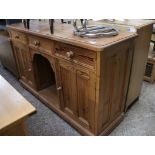 Reproduction pine dresser base with 3 frieze drawers