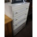 Modern white melamine chest of five drawers