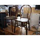 Pair of ash and elm seat stick back chairs