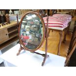 Victorian walnut framed oval dressing table mirror