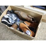 Large box of various shoes incl. pair of Ben Sherman leather shoes (size 8)